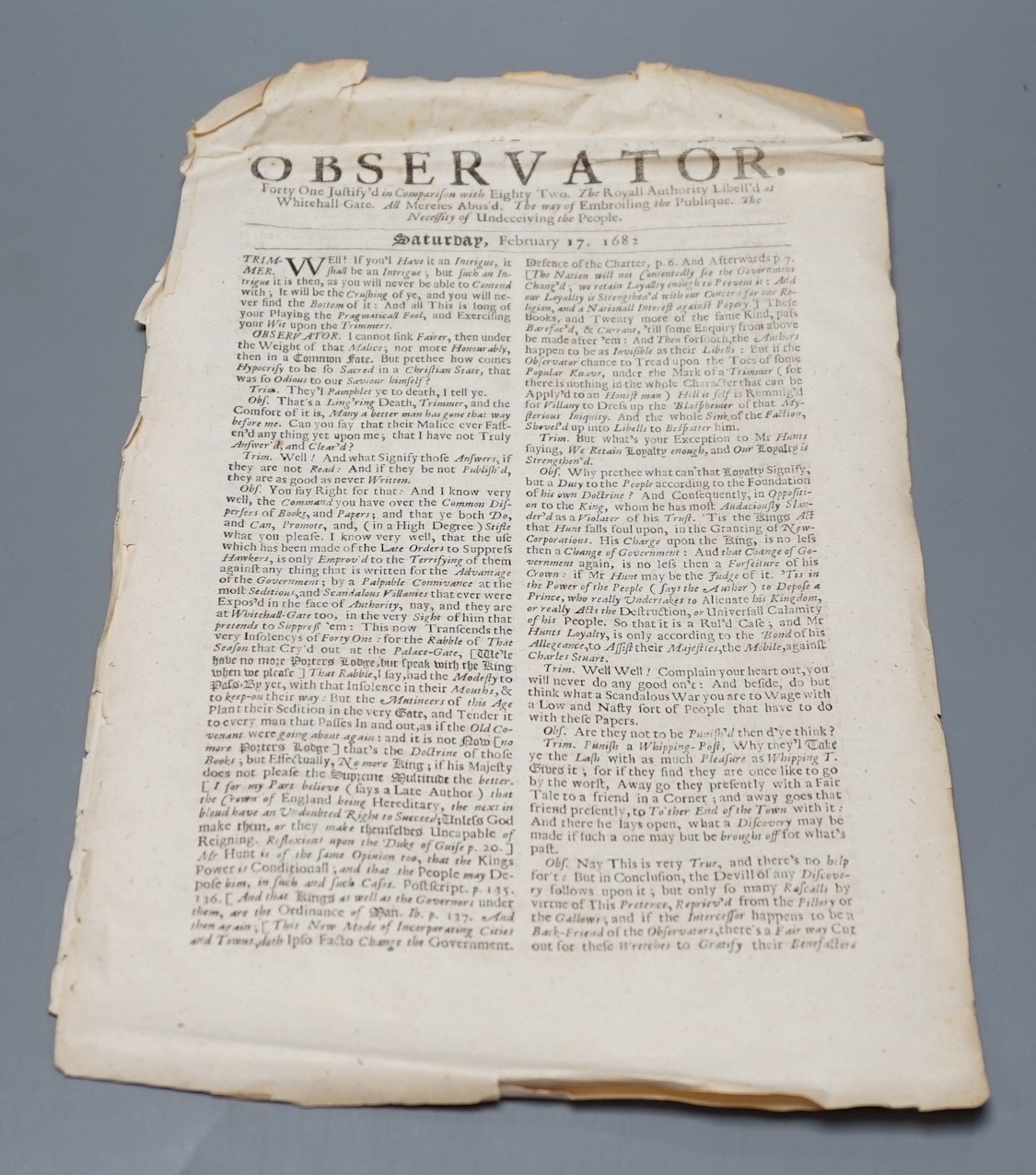 The Observator, 1682 and 1683, other early periodicals and a collection of cigarette cards in albums